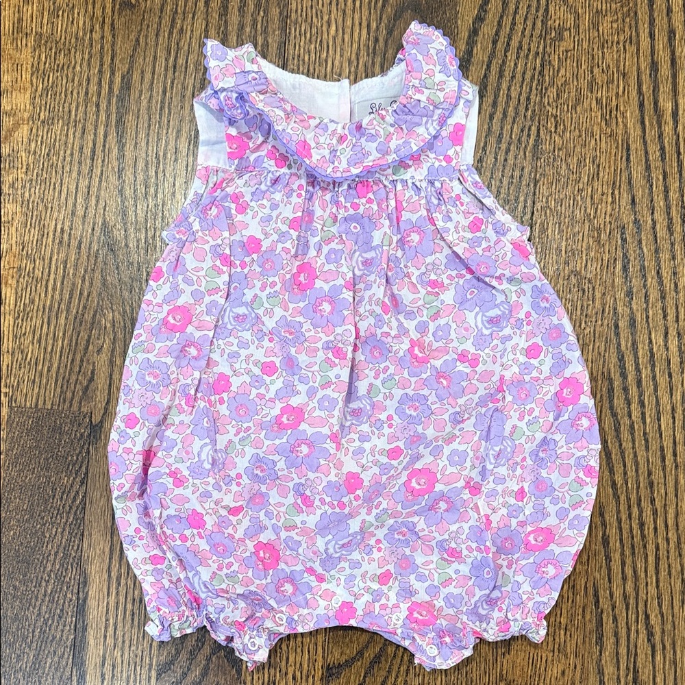 Lily Rose Trotters London Pink & Purple Floral Bubble Romper 6-12 Months
